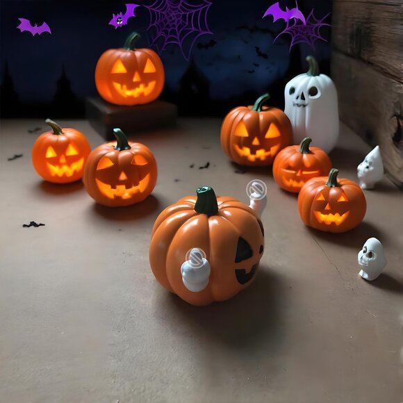 Flipping Off Resin Halloween Pumpkin Statue Decorations for Indoor and Porch - Picture 2 of 6